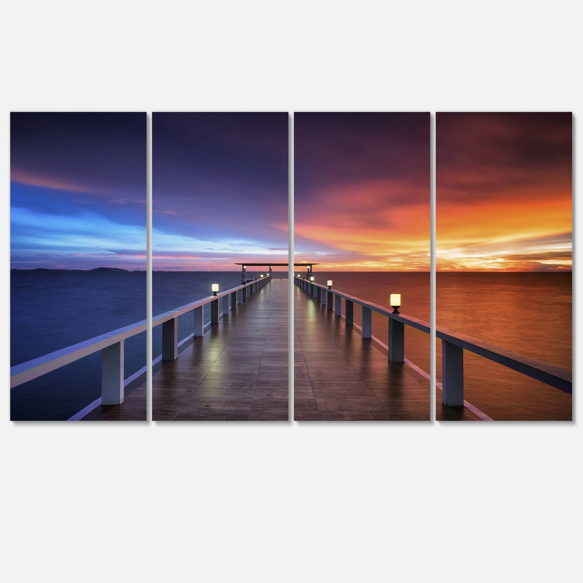 Designart - Picturesque Seashore with Long Pier